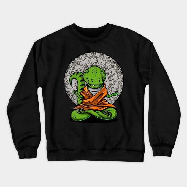 T-Rex Dinosaur Buddha Crewneck Sweatshirt by underheaven